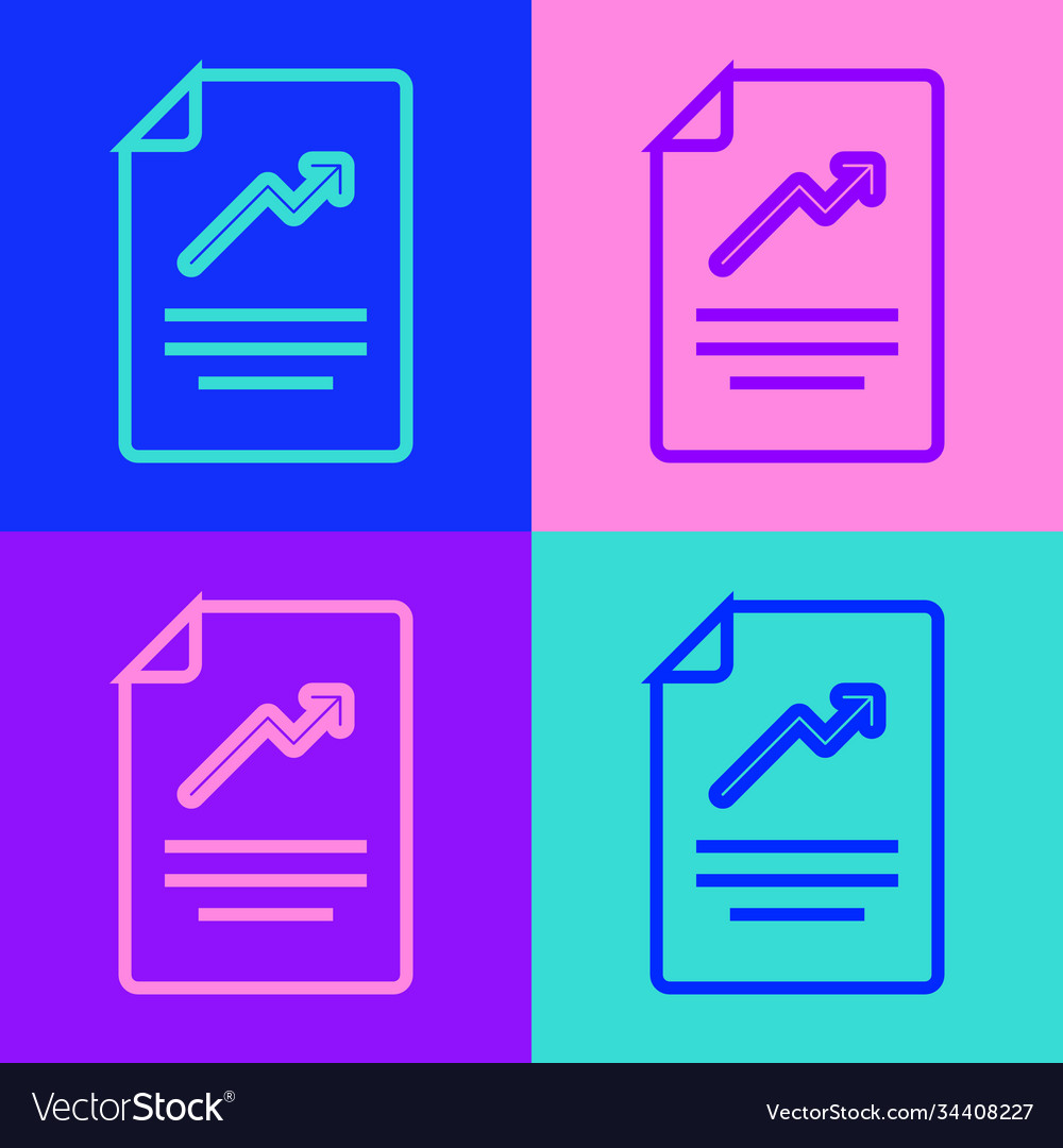 Pop art line document with graph chart icon