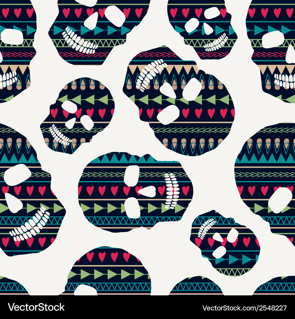 Seamless pattern with skulls Royalty Free Vector Image
