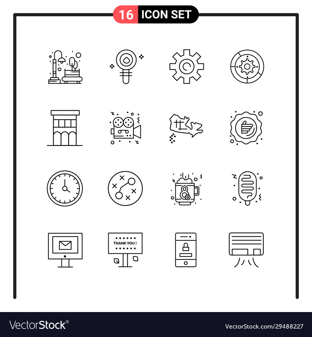 Set 16 line style icons for web and mobile Vector Image Set 16 line style icons for web and mobile