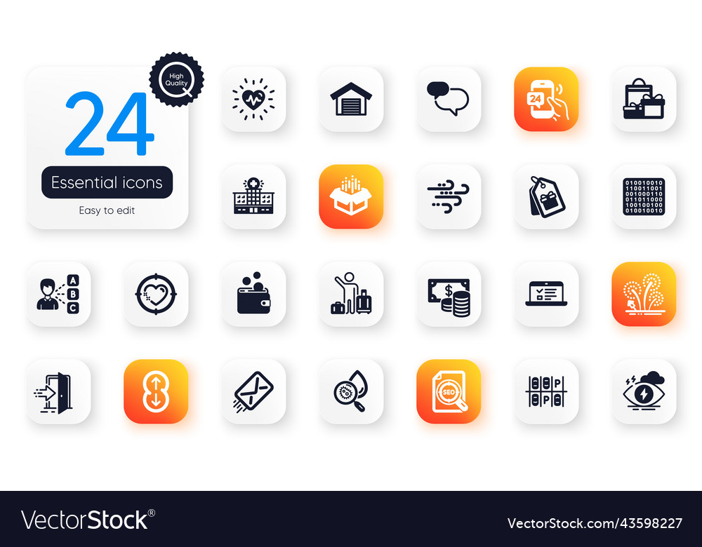 Set of business flat icons chat message scroll