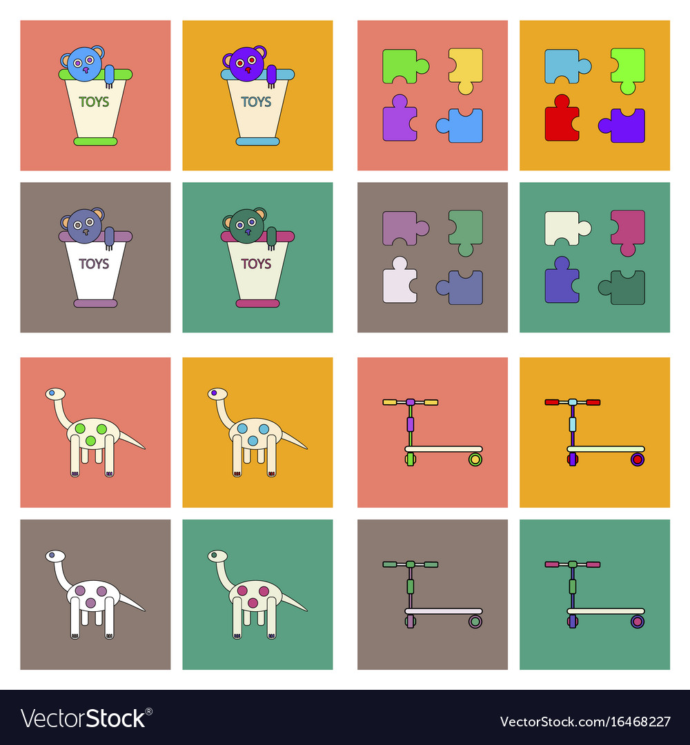 Set of children toys in different sets flet