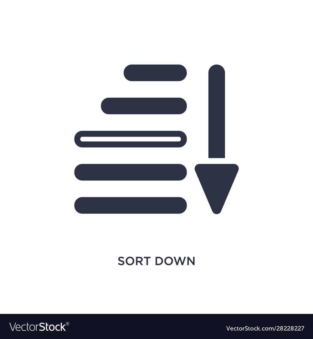 Sort down icon on white background simple element