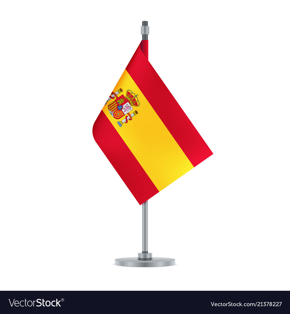 Spanish flag hanging on metallic pole Royalty Free Vector