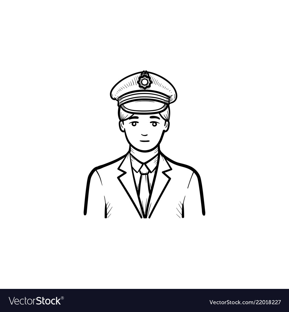 Train conductor hand drawn outline doodle icon