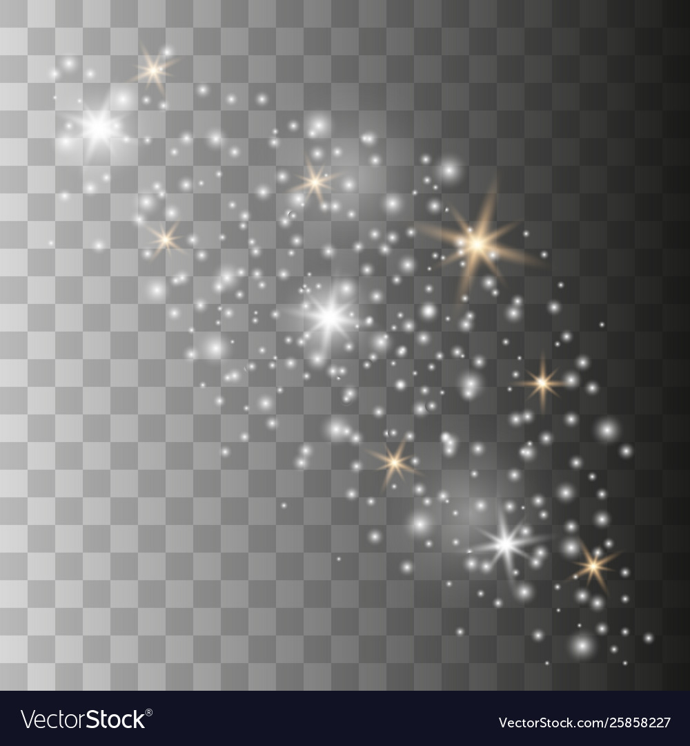 White sparks and golden stars