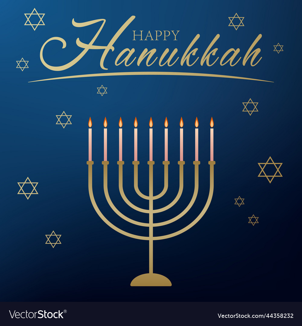 Celebration card with golden text happy hanukkah Vector Image