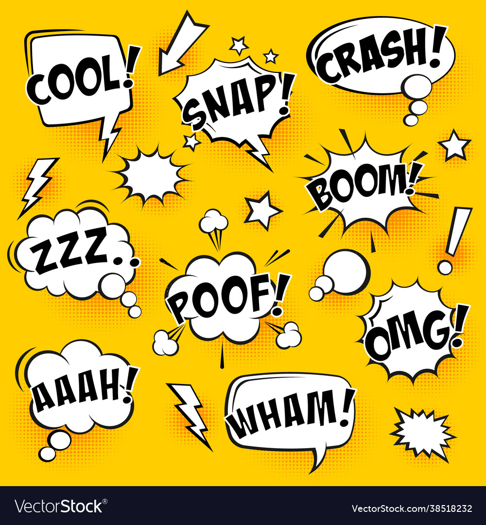 Comic speech bubbles with halftone shadows Vector Image