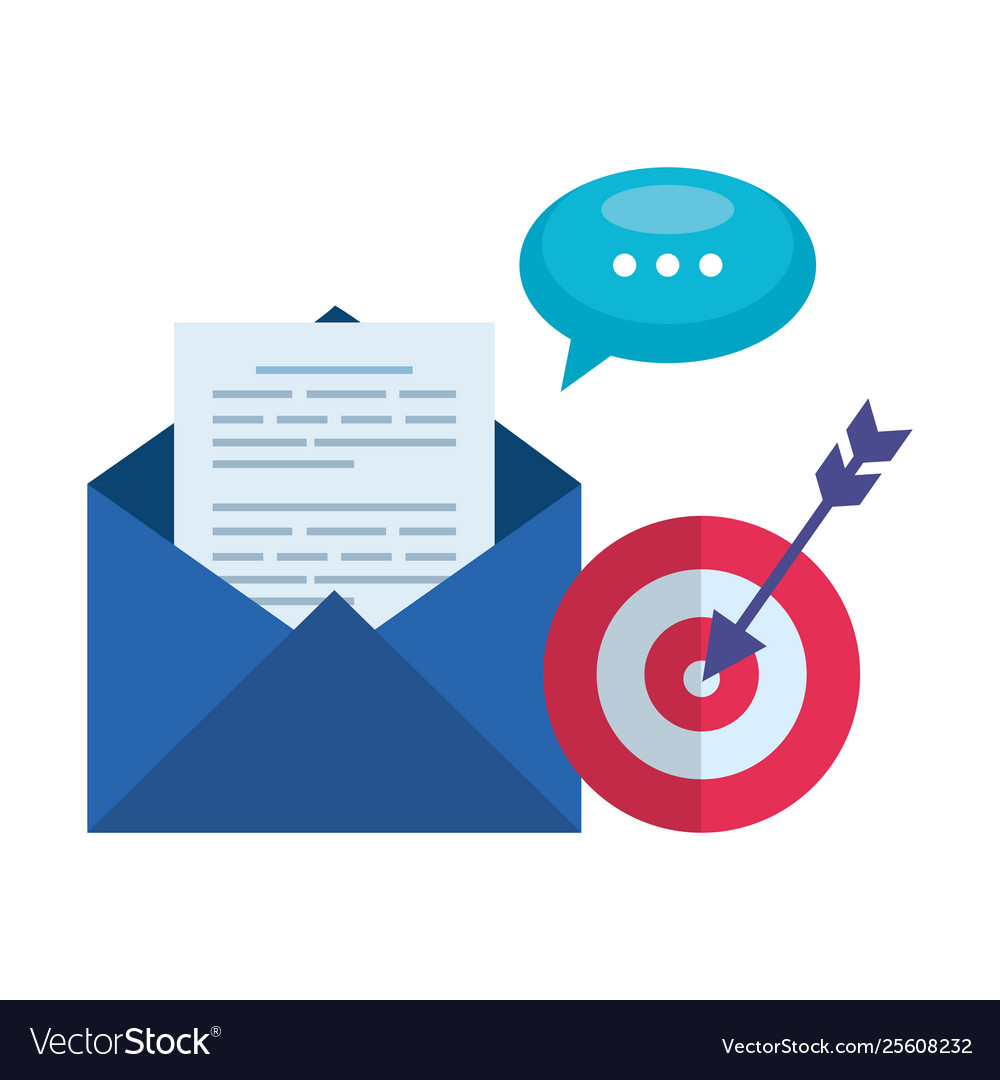Envelope mail with speech bubble and target vector image Envelope mail with speech bubble and target