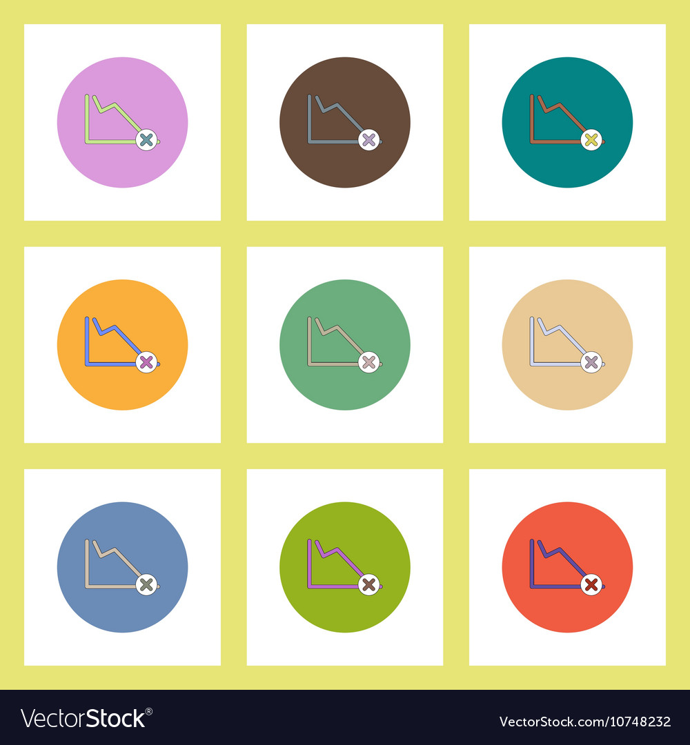 Flat icons set of statistics graph and x mark