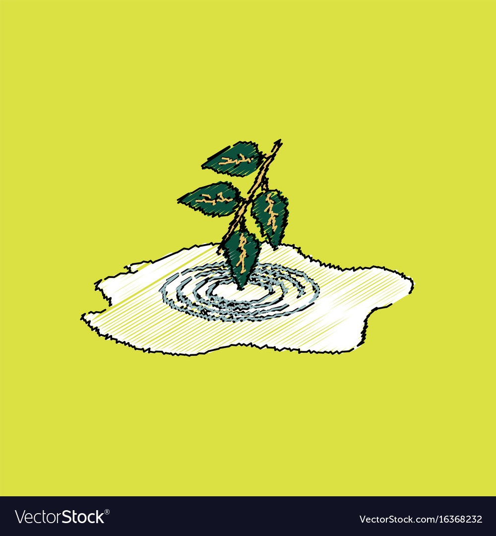 Flat shading style icon bush and puddle
