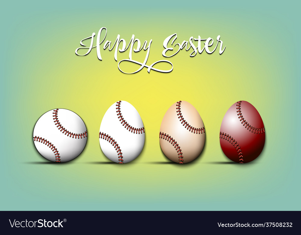 Happy Easter Baseball Ball And Eggs Royalty Free Vector