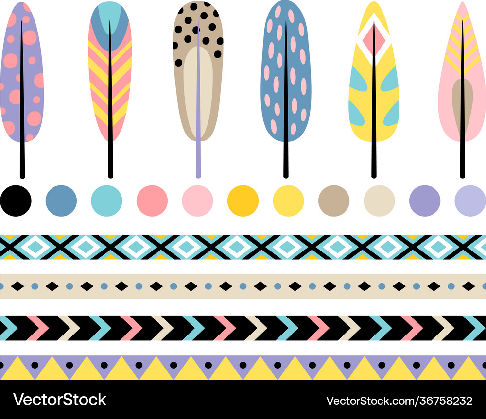 Indian feather set Royalty Free Vector Image - VectorStock