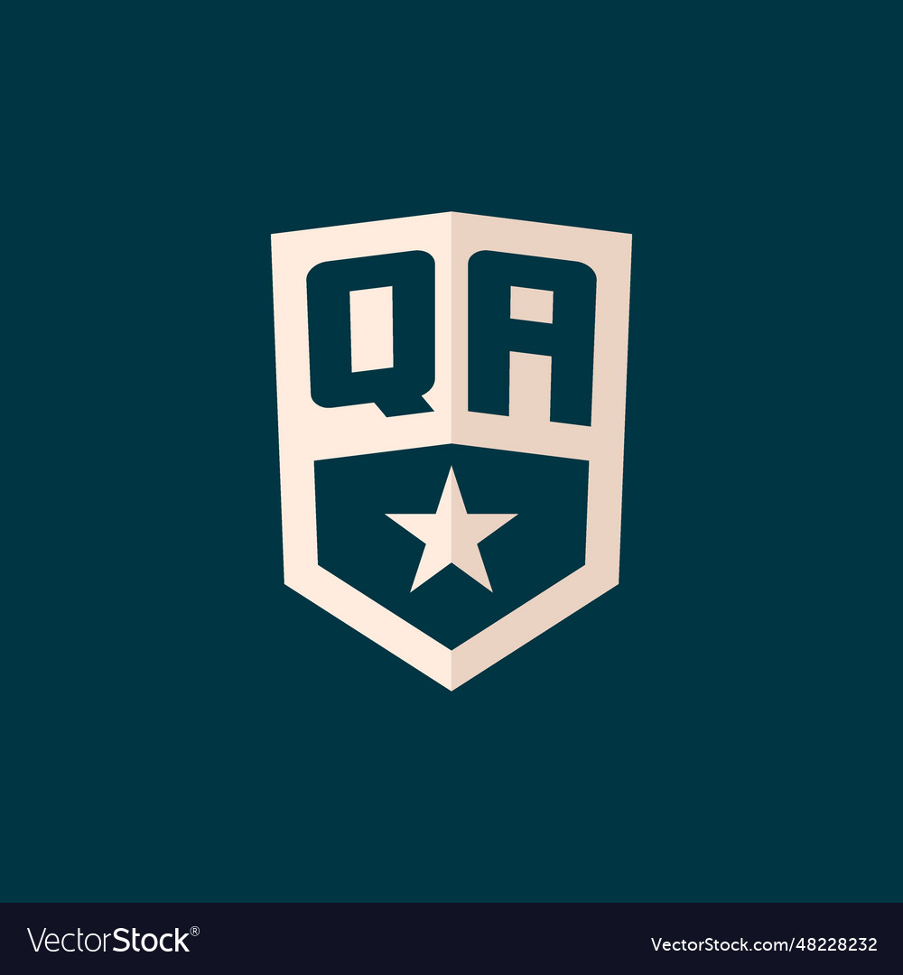 Initial qa logo star shield symbol with simple