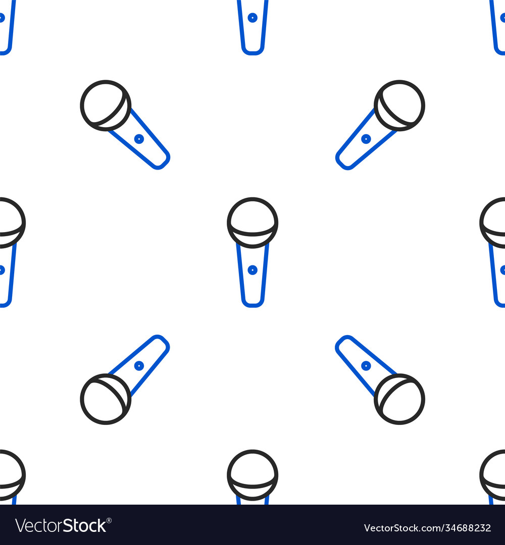 Line microphone icon isolated seamless pattern