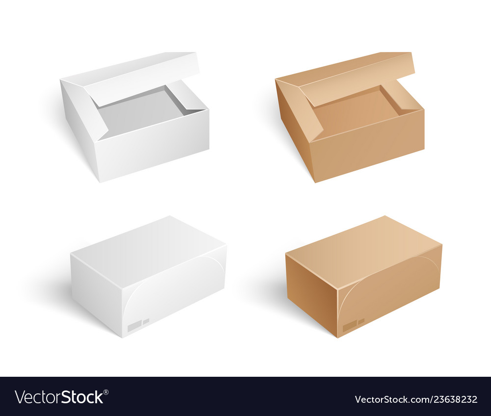 Packages and boxes with opened cap set vector image Packages and boxes with opened cap set