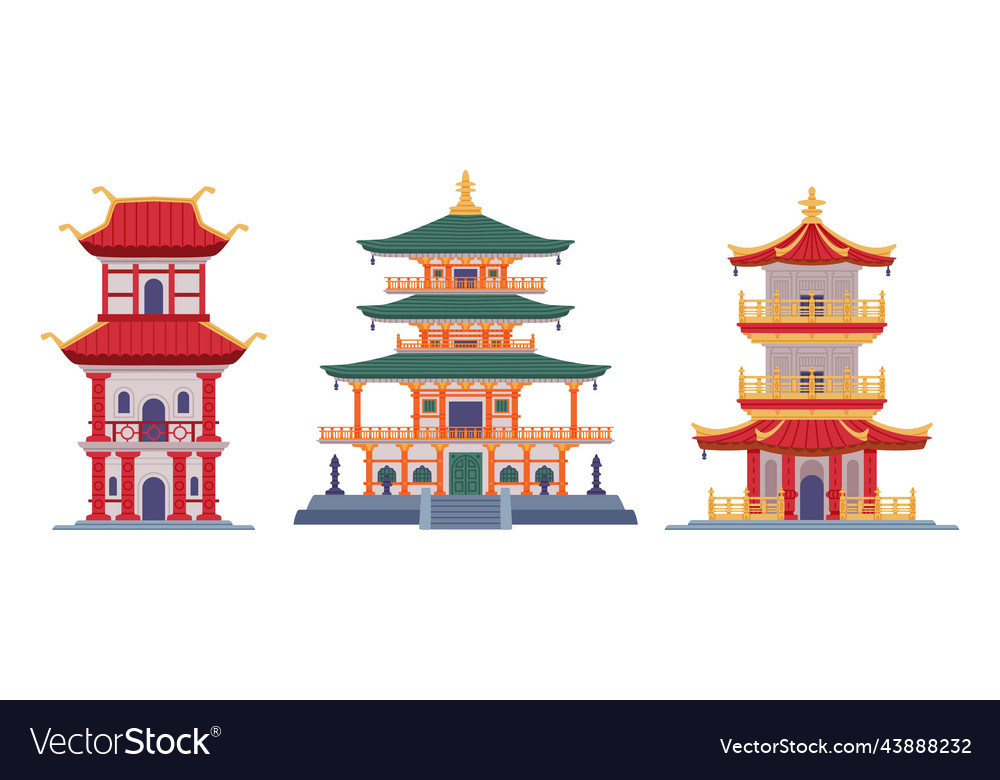 Pagoda as chinese tiered tower with multiple eaves