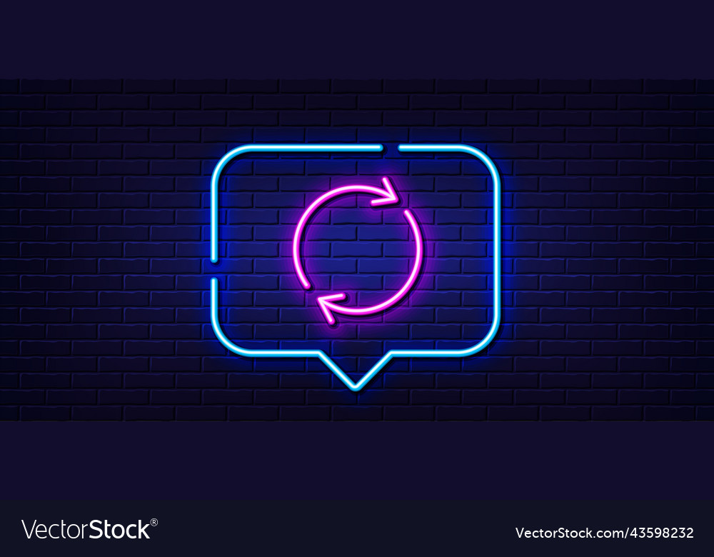 Refresh line icon rotation arrow sign neon light vector image Refresh line icon rotation arrow sign neon light