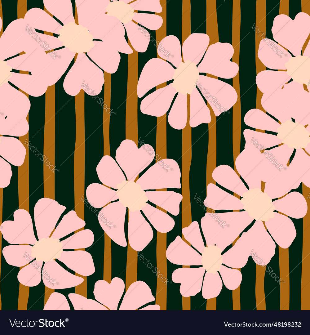 Retro groovy flowers seamless pattern vintage