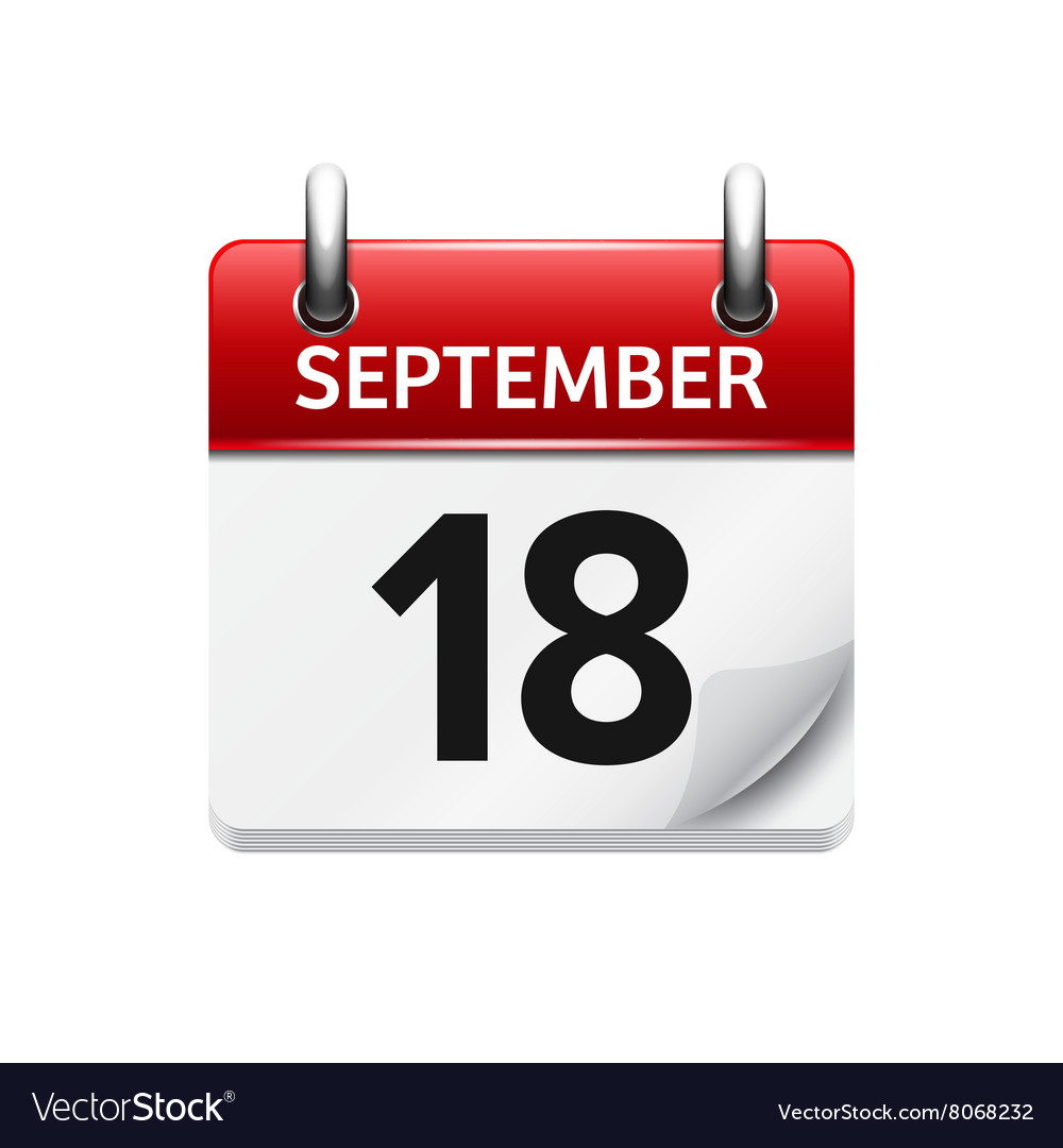 September 18 Flat Daily Calendar Icon Royalty Free Vector