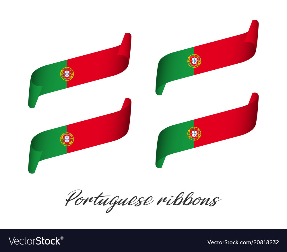 Set of four modern colored portuguese ribbons