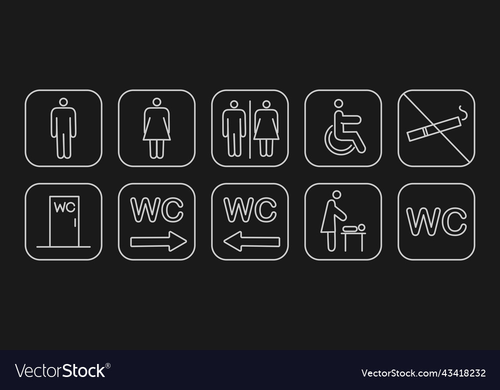 Set toilet navigation icons wayfinding wc female