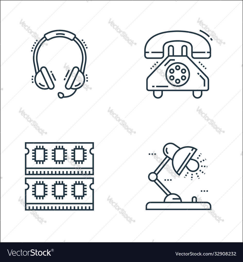 Technology devices line icons linear set quality vector image Technology devices line icons linear set quality