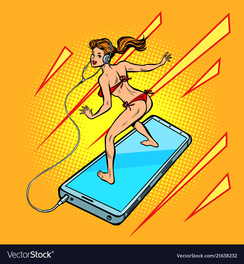 Woman surfing on a smartphone vector image Woman surfing on a smartphone