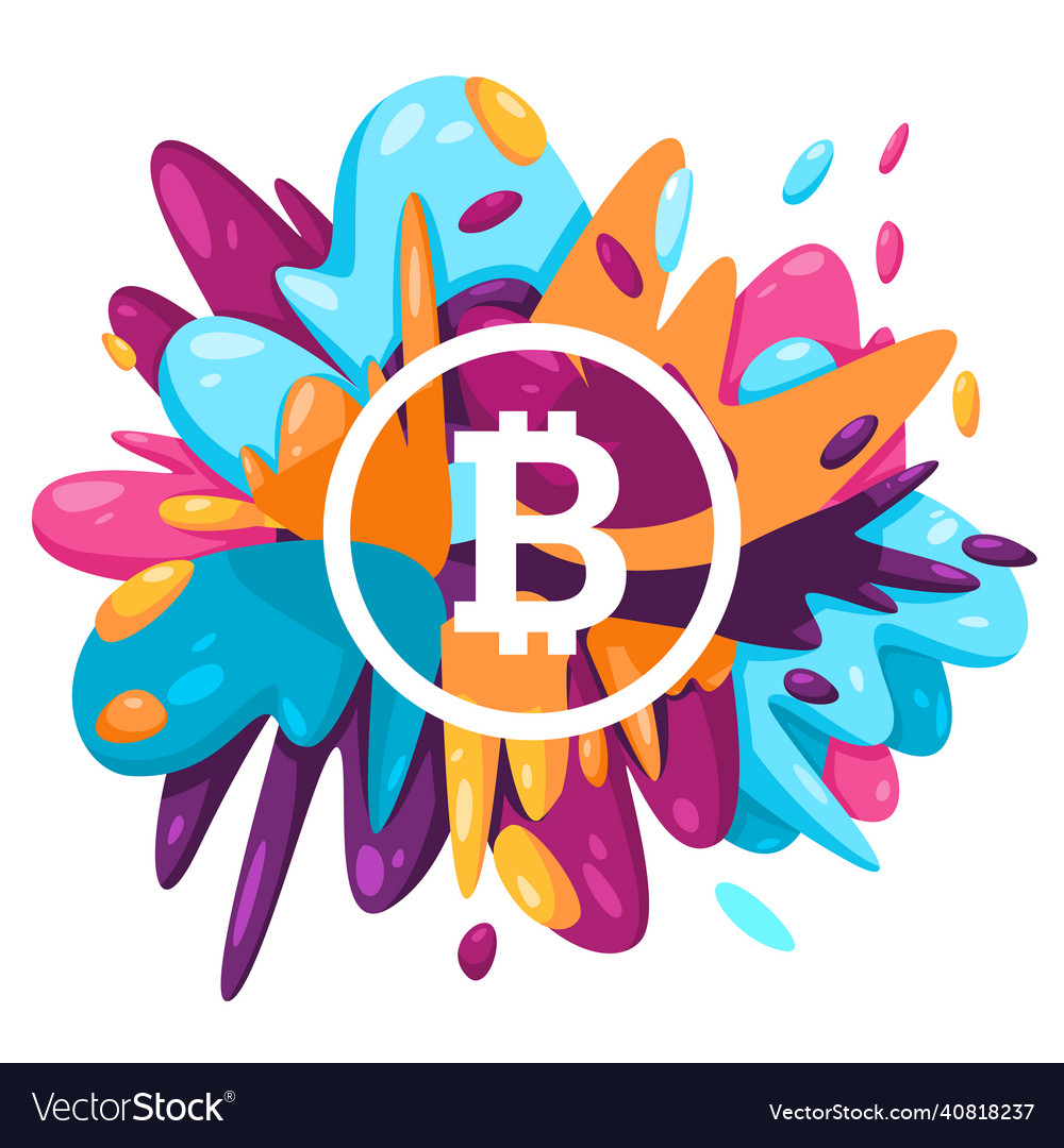 Bitcoin currency crypto payment icon in colorful