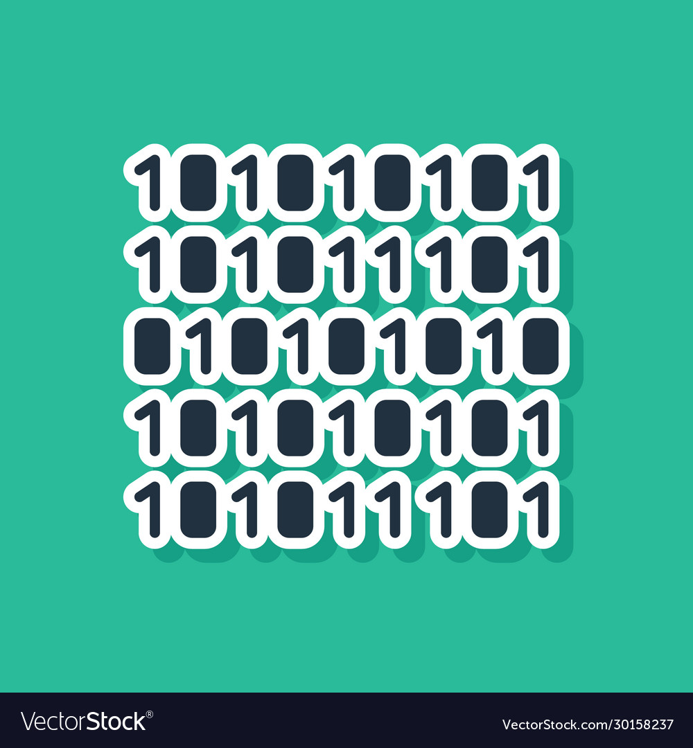 Blue binary code icon isolated on green background vector image Blue binary code icon isolated on green background