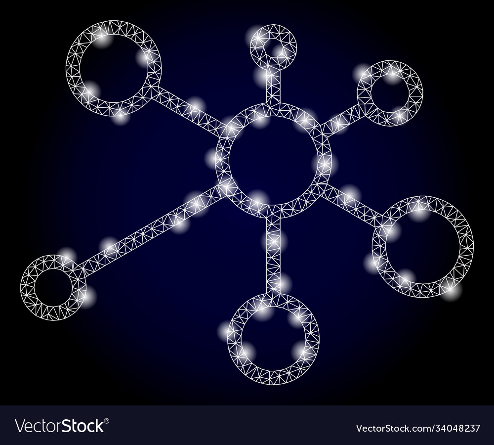 Bright web network link nodes with glare spots