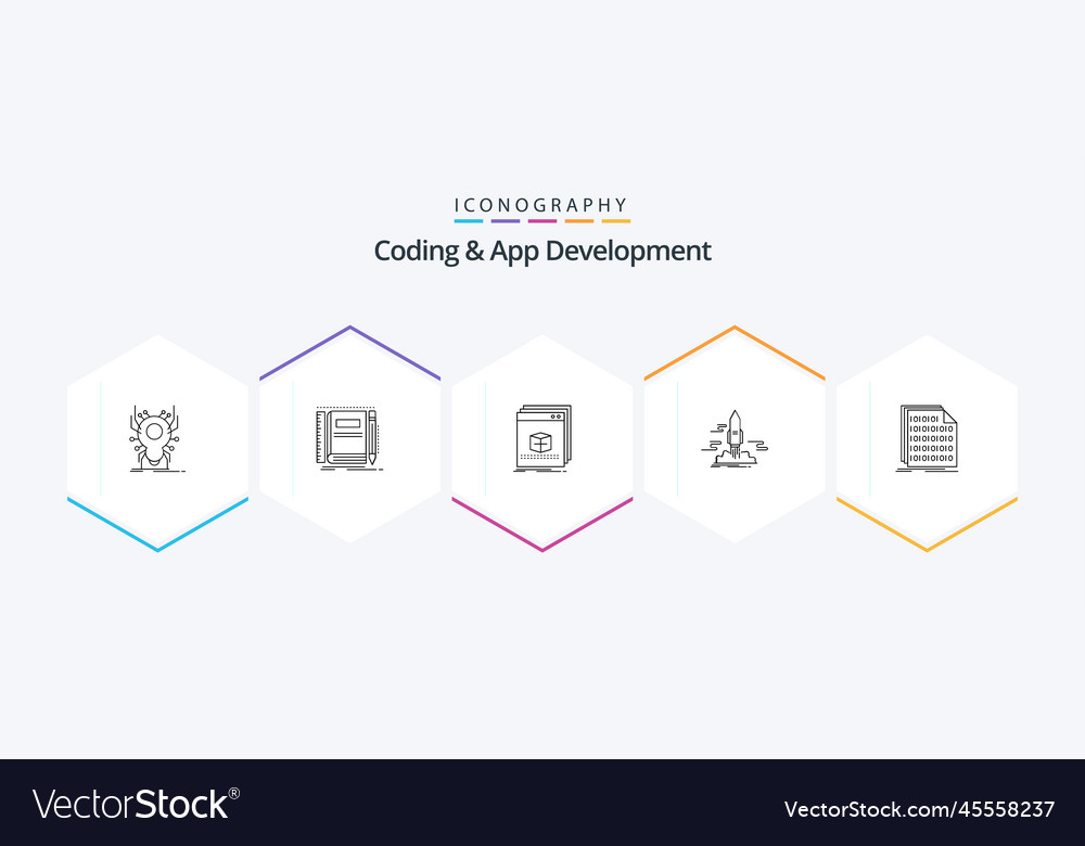 Coding and app development 25 line icon pack