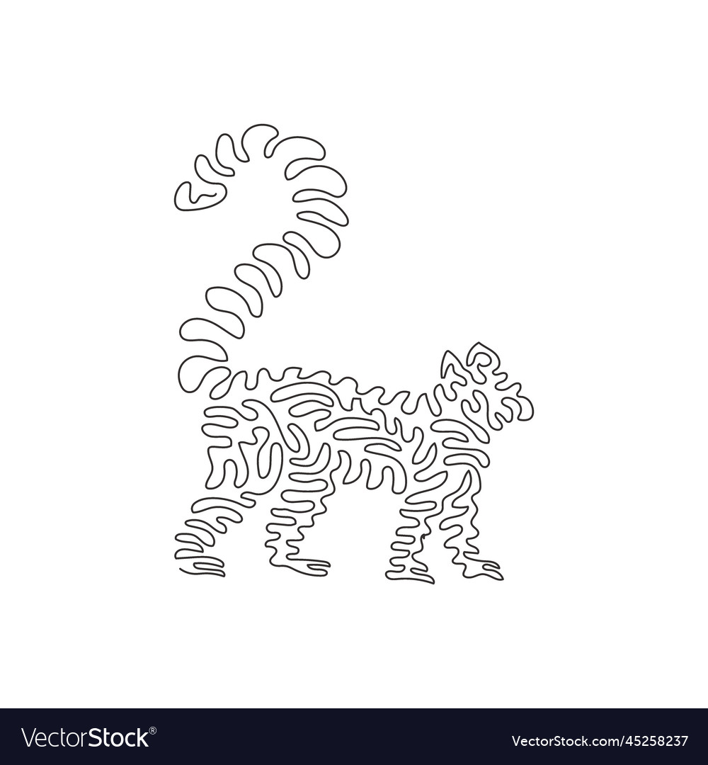 Continuous curve one line drawing of adorable Vector Image Continuous curve one line drawing of adorable