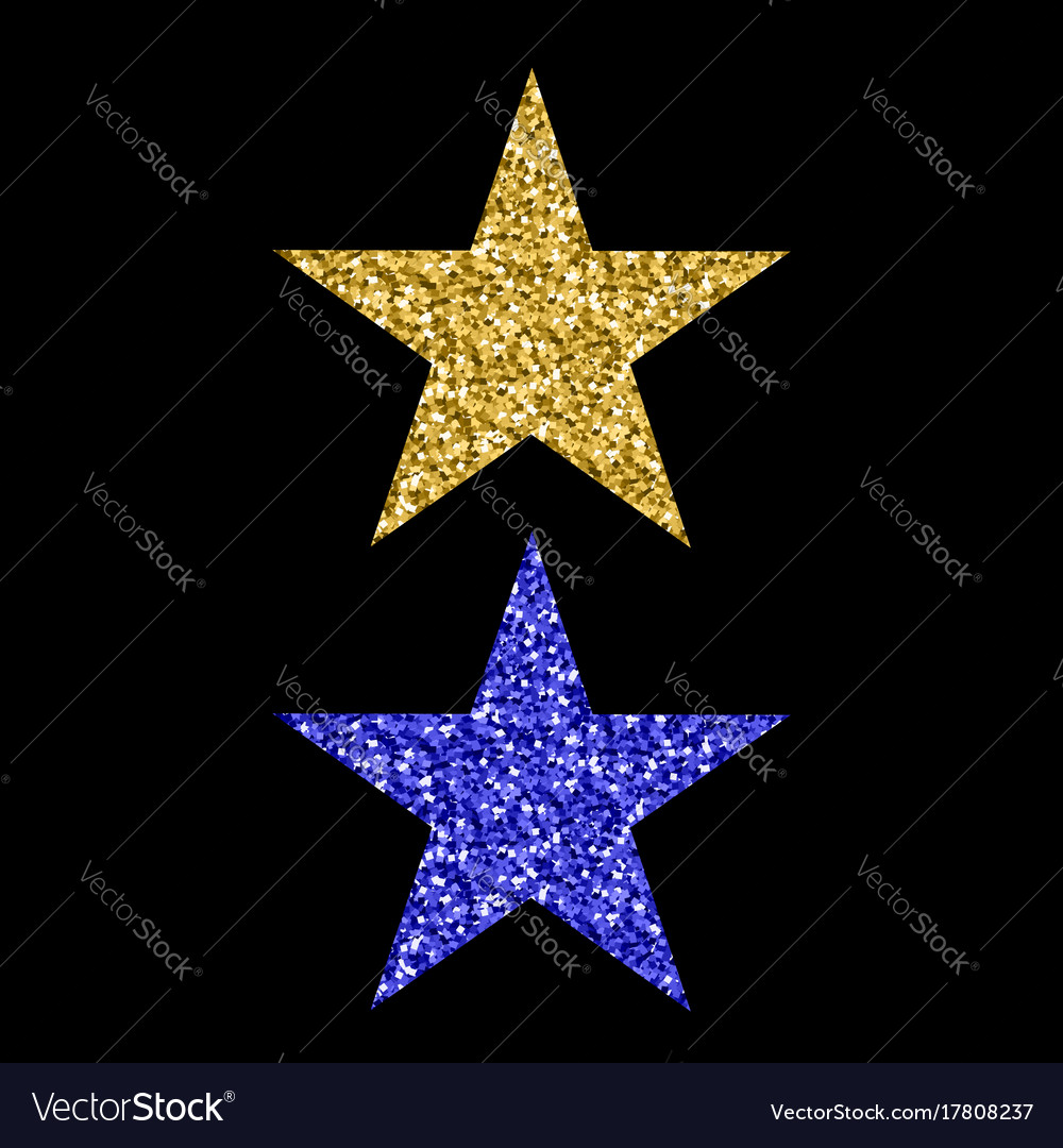 Gold blue glitter star