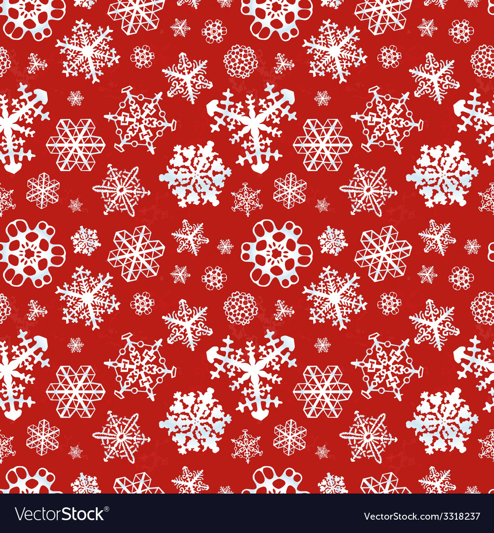 Modern Snowflake Pattern on Red
