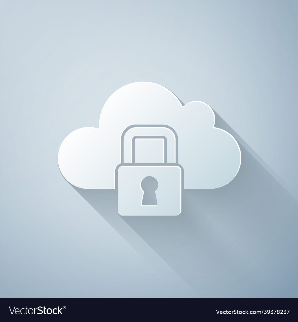 Paper cut cloud computing lock icon isolated Vector Image Paper cut cloud computing lock icon isolated