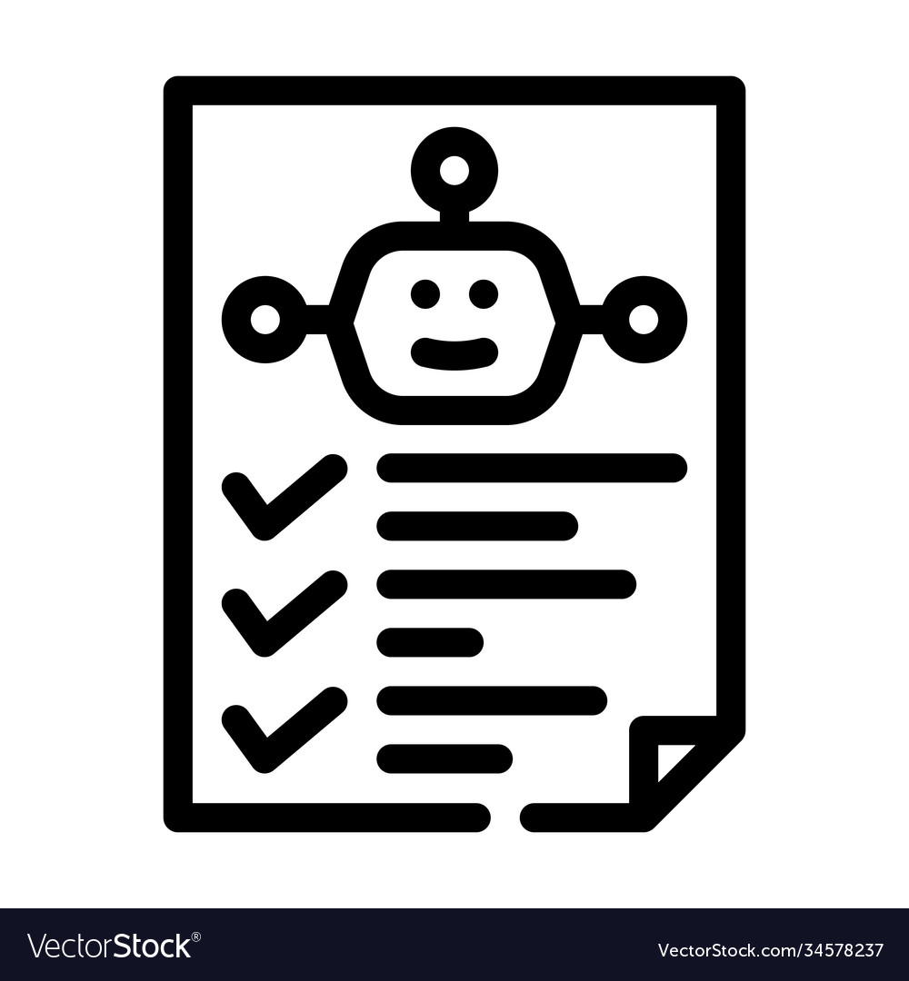 Robot task list line icon vector image Robot task list line icon