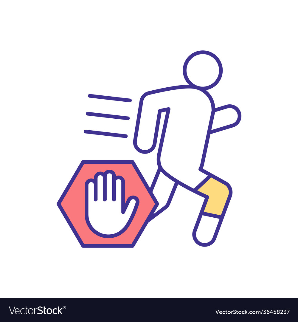 Running with bad knee rgb color icon Vector Image Running with bad knee rgb color icon