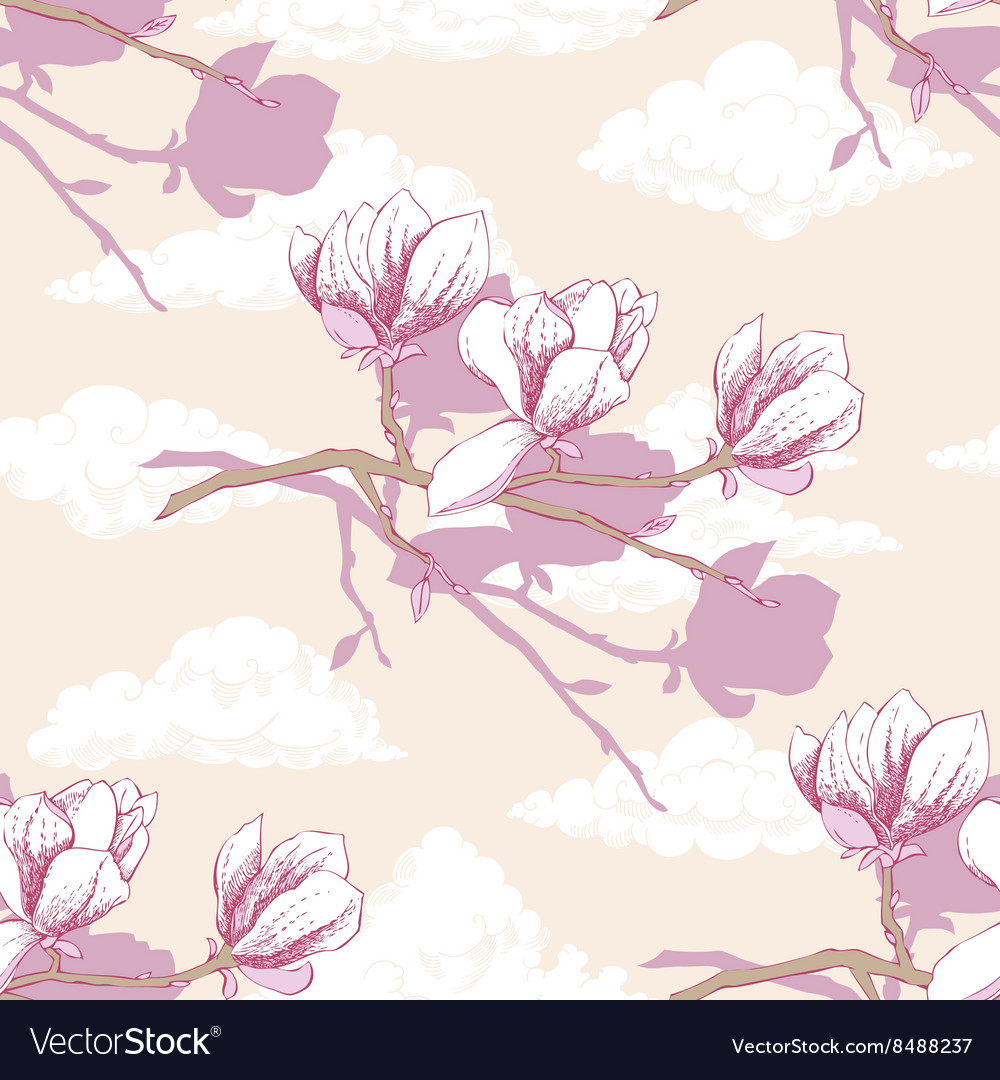Seamless pattern with magnolia