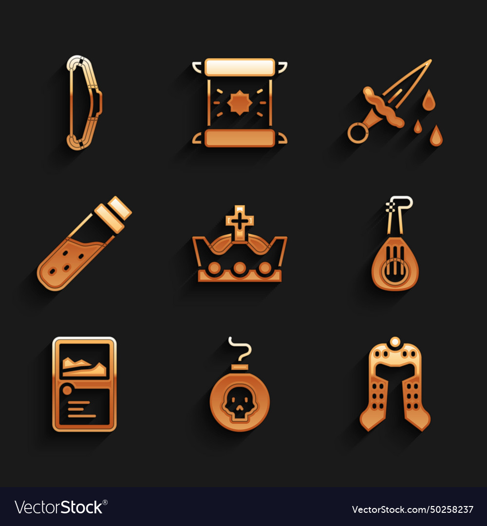 Set king crown bomb ready to explode medieval Vector Image