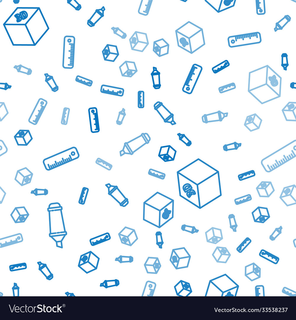 Set line marker pen isometric cube and ruler vector image Set line marker pen isometric cube and ruler