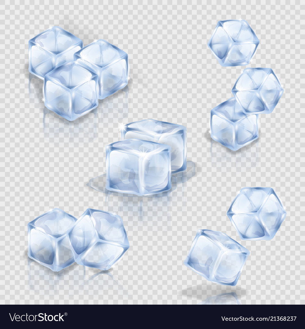 Set of ice cubes on the transparent background Vector Image