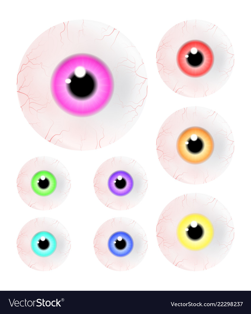 Set of realistic human eye ball with colorful Vector Image