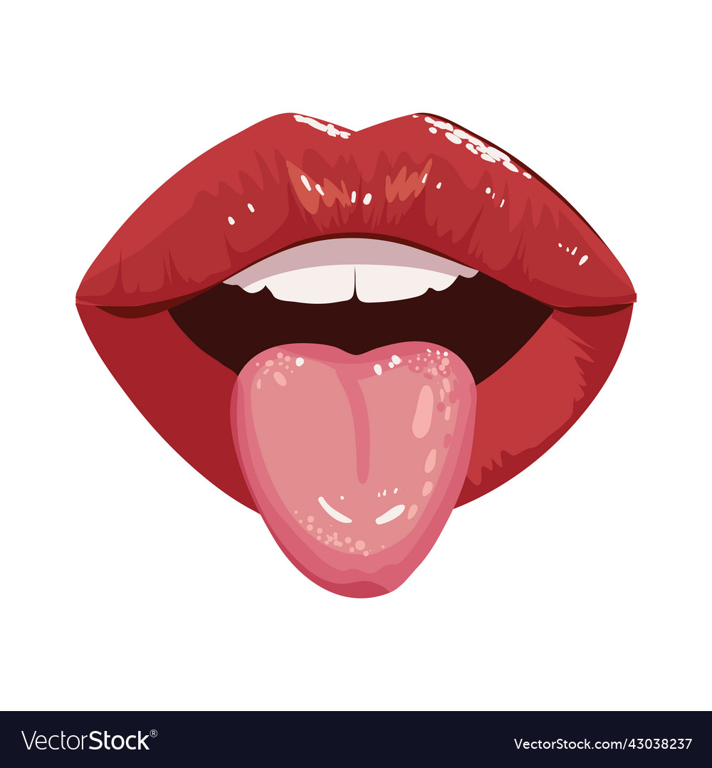 Woman mouth tongue Royalty Free Vector Image - VectorStock