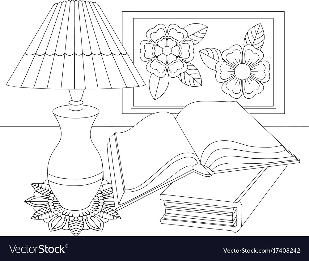 Black and white of a table Royalty Free Vector Image