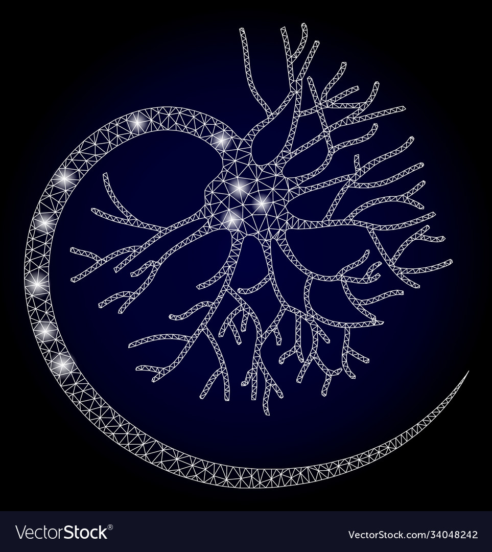 Bright web net neuron with glare spots