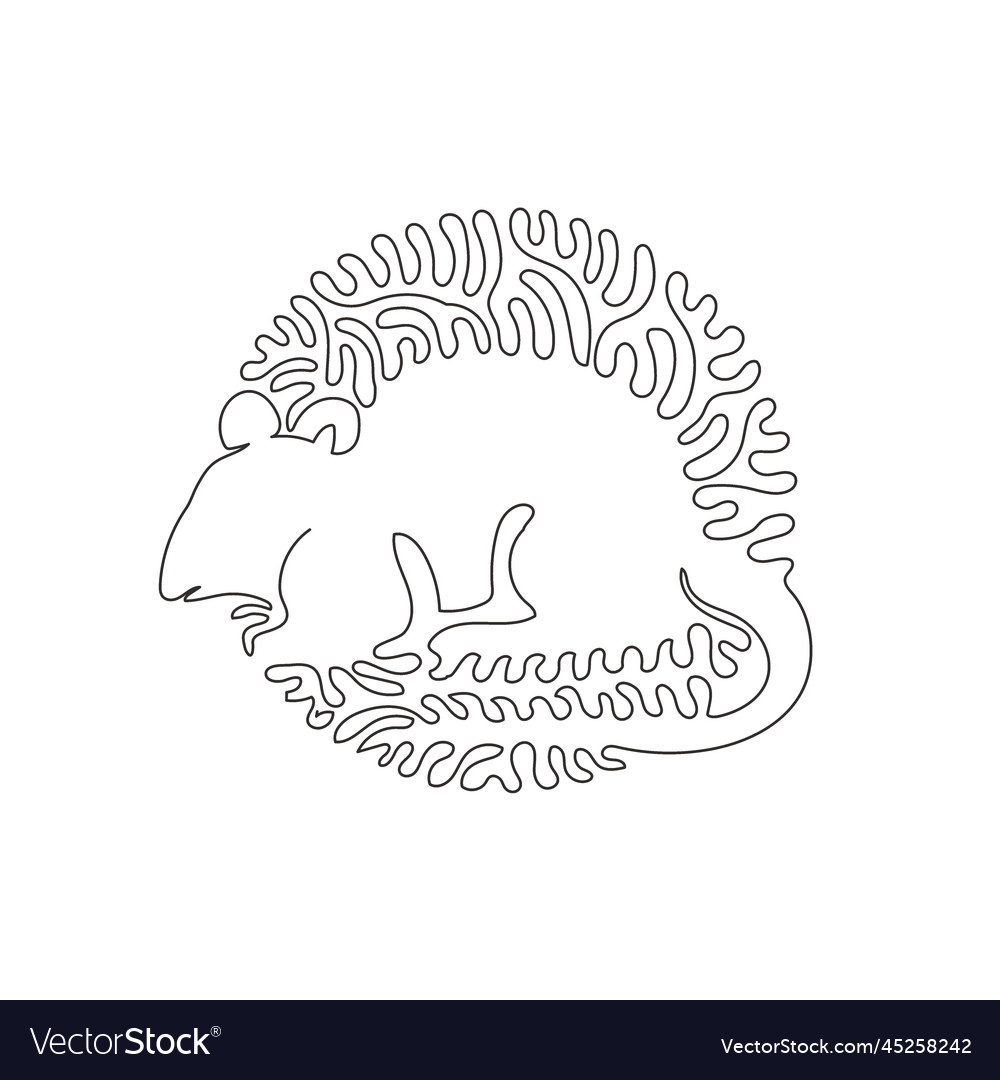Continuous curve one line drawing of frisky mouse vector image Continuous curve one line drawing of frisky mouse