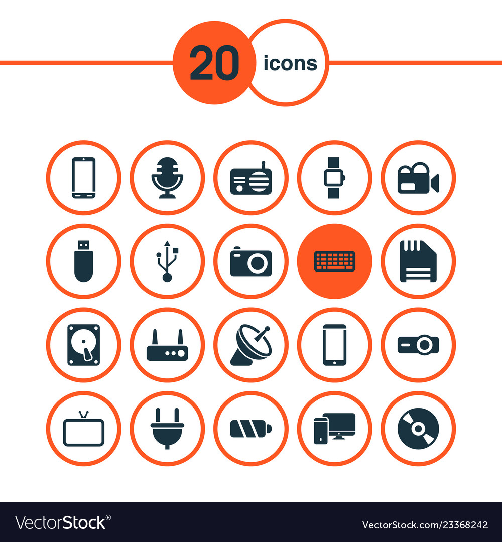 Gadget icons set with phone computer radio vector image Gadget icons set with phone computer radio