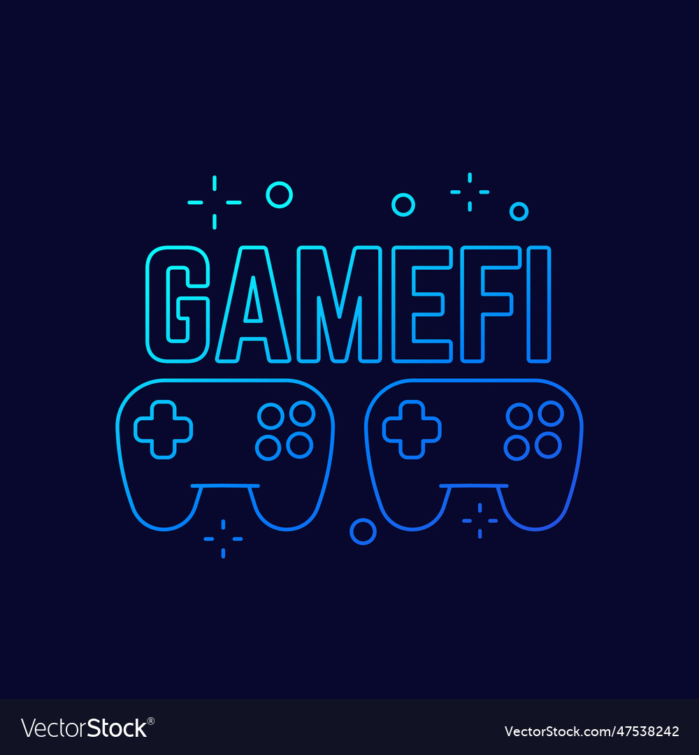Gamefi icon blockchain games line design