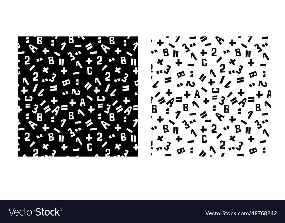 Letters and numbers pattern vector image Letters and numbers pattern