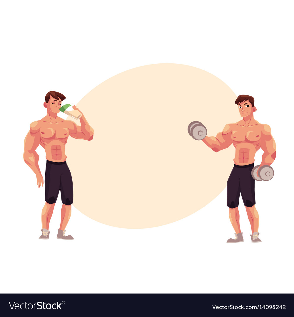 Man bodybuilder working out with dumbbells